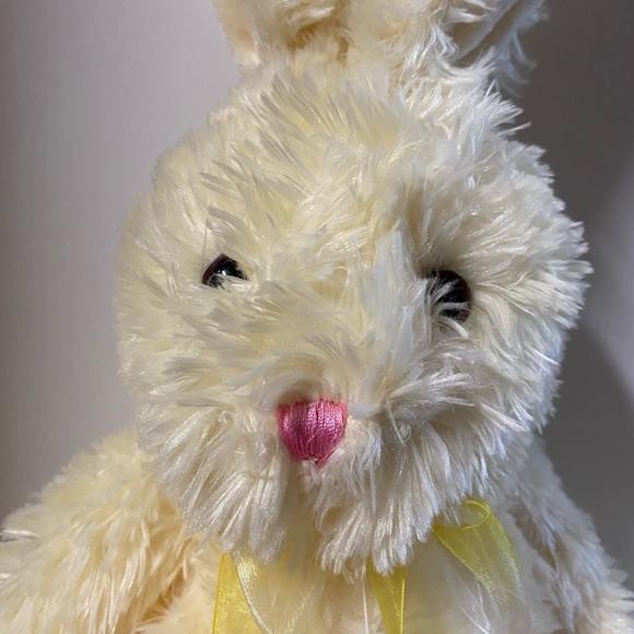 Bunny Plush Yellow Rabbit Stuffed Animal Easter Toy Bendable Ears Floral Paws - Picture 5 of 12